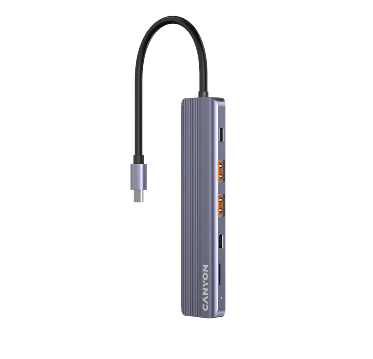 Canyon DS-17 6-In-1 USB-C Hub 100W With 4K HDMI, 2x USB-C, 2x USB 3.2 Type-A & MicroSD Card Reader - Grey