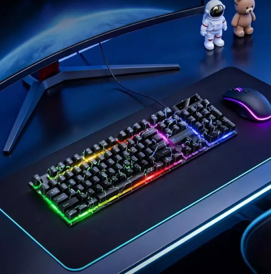 Hoco GM701 Trofeo Wired USB Gaming Keyboard And Mouse Set 104-Key LED Rainbow Black