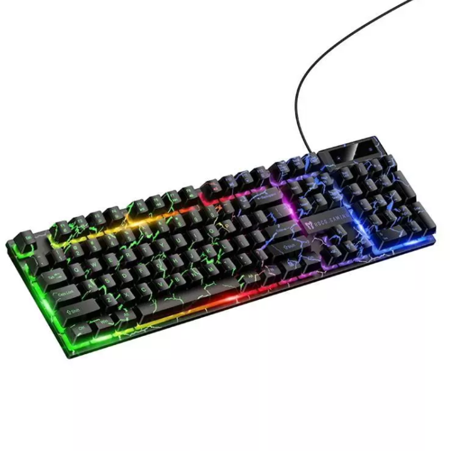 Hoco GM701 Trofeo Wired USB Gaming Keyboard And Mouse Set 104-Key LED Rainbow Black