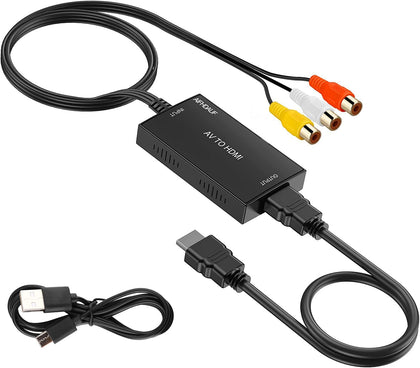 RCA AV to HDMI Converter adapter with built in RCA cable, HDMI lead.