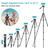 Camera Phone Tripod. Portable Foldable. Fully Flexible Mount Tripod Stand with 3D Head, Quick Release Plate & Bluetooth Remote. 67.7"/172cm