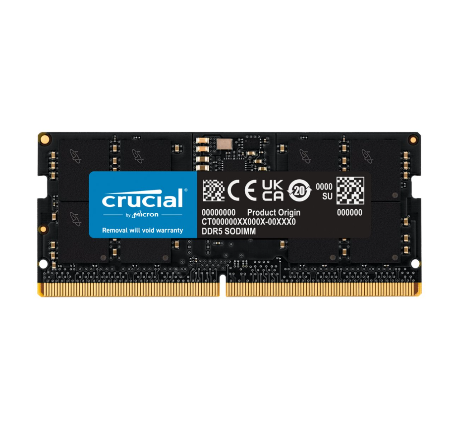 Crucial, DDR5, 8GB, Computer RAM Memory, SO DIMM 262 pin, 4800 MHz, PC5, 38400, CL40, 1.1 V, unbuffered, Non ECC