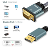 DisplayPort DP Male to VGA Male Cable 1m – Grey Braided, Gold-Plated Connectors, Full HD 1080p