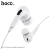 Earphones Pro for iPhone. Wired, In-ear, Mic, Volume and Call answer buttons. Compatible with iPhone 7 to 14. Plug and Play. Hoco M111 Pro. White