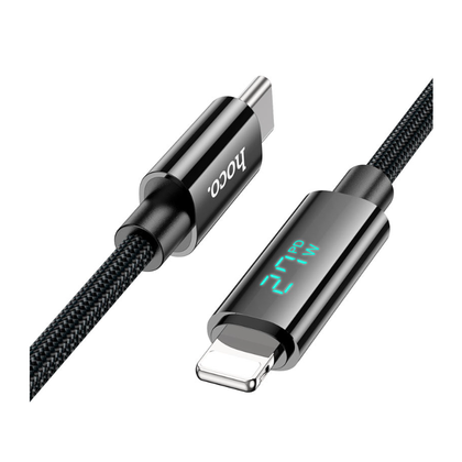Hoco 1.2M 27W USB-C to iPhone 5 to 14 braided cable. Fast charge/data cable, iPad 2020-202. U125.