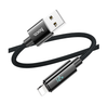 Hoco 1.2M USB-A to iPhone 5 to 14 braided cable. Fast charge. Data cable. U125 with Digital Display. Black