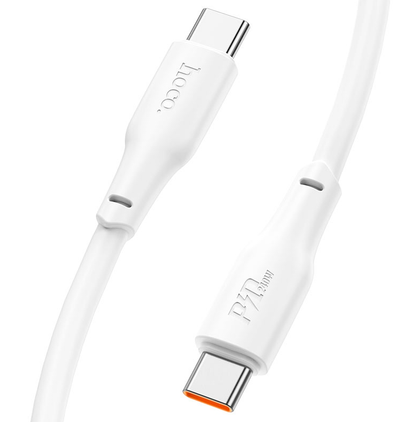 Hoco 2M 60w 5A USB-C to USB-C cable. Fast charge and data transfer. For Android, iPhone 15 / 16 & iPad(2020 or later). X93 White.