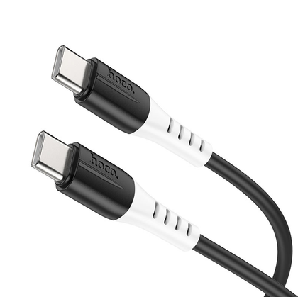 Hoco 1M 60W 3A USB-C to USB-C cable. Fast charge/data for iPhone 15, iPad 2020 to 2023, laptops, Samsung & android phones with USB C port. X82 Black.