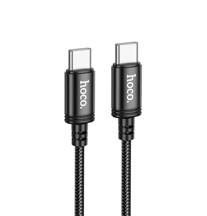 Hoco 1M 60w USB-C to USB-C braided cable. Fast charge and data transfer. For Android, iPhone 15 & iPad(2020 or later). X89 Black.