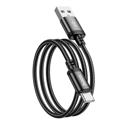 Hoco 2M USB-A to USB-C braided cable. Fast charge and data transfer. For Android, iPhone 15 & iPad(2020 or later). X89 Black