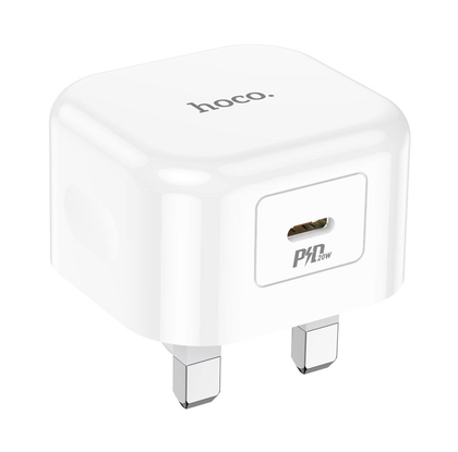 Hoco C161B PD40W USB-C Fast Charger – Ireland / UK Plug Power Delivery Wall Charger – White.