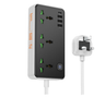 Hoco DC56 Cool Power Strip Socket Extension Board 3 AC Outlets + 3 USB + 1 Type-C, 2M Cable, 2500W, 18W Fast Charging