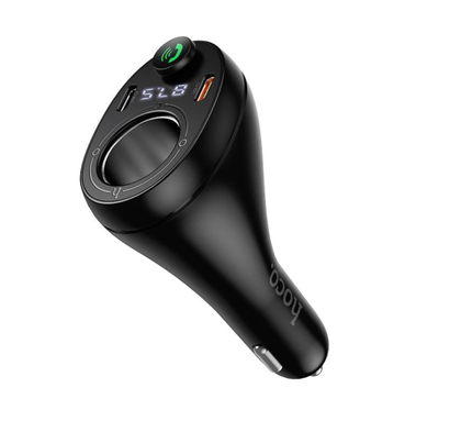 Hoco E88 35w Dual Usb-C Car Phone Charger With Bluetooth 5.4 Fm Transmitter & 12v Power Socket - Black