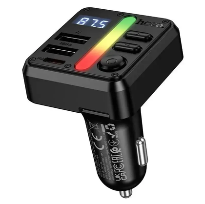 Hoco E89 Libre Bluetooth FM Transmitter Car Charger 45W USB-C PD Dual Port Hands-Free Calling.