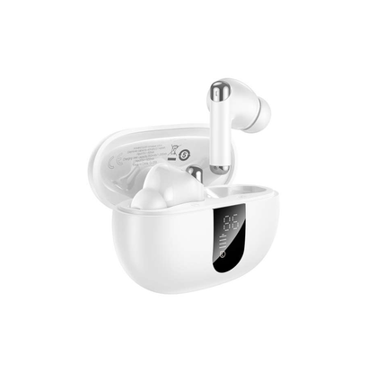Hoco EQ26 True Wireless Earbuds Bluetooth 5.4 Headphones with ANC+ENC Noise Cancelling, Charging Case – White.