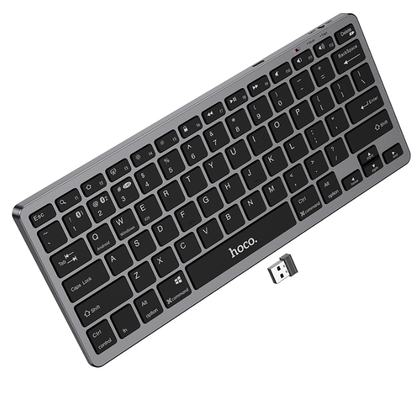 Hoco GM32 Wisdom Ultra Slim Wireless Keyboard Black – Dual-Mode Bluetooth 5.0 & 2.4GHz USB, 78 Keys for MacBook, Laptop & PC.