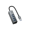 Hoco HB1B 4-in-1 USB Hub Metal Gray USB to 4x USB 3.0 Adapter 5Gbps Aluminum