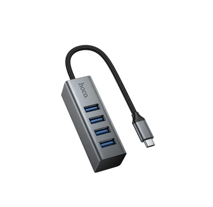 Hoco HB1C USB-C to 4x USB 3.0 Hub Adapter 5Gbps Aluminium Grey.