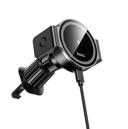 Hoco HW35 Power Electric Magnetic Air Vent Wireless Fast Charging Car Holder 15W Black