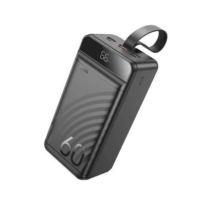 Hoco J123C 60000mAh Power Bank with Digital Display, PD20W Fast Charging & Built-In LED Light – Black.