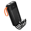 Hoco J151 Spirit 10000mAh Power Bank with 4 Built-in Cables, Dual LED Light, Fast Charging, Digital Display – Black