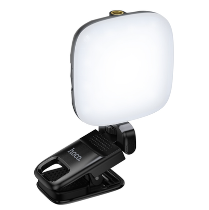 Hoco K29 Wonder Rotatable Fill Light – 9-Level, 300mAh, Portable Clip-On Ring Light (Black).