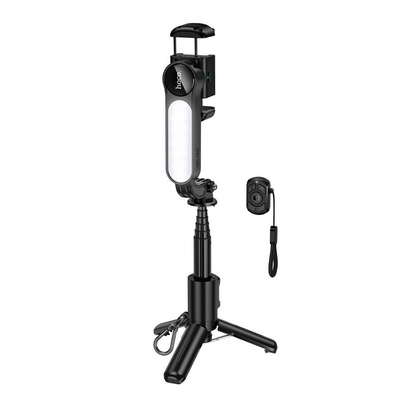 Hoco K90 Single-Axis Gimbal Stabilizer Tripod Selfie Stick with Bluetooth Remote & Fill Light for 4.5–7 Inch Smartphones.