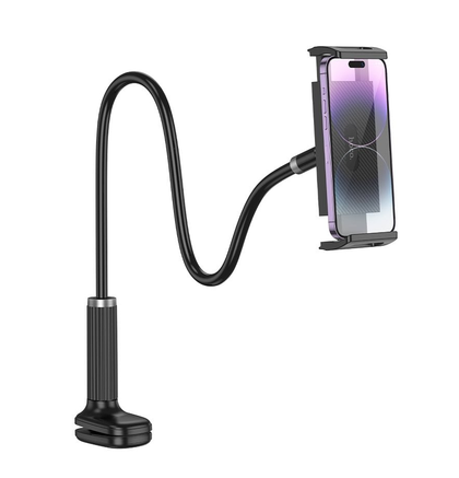 Hoco Lazy Clip Phone/Tablet Holder Gooseneck for phone 4.5 to 9 inch wide clamp for bed or desk black HD10.