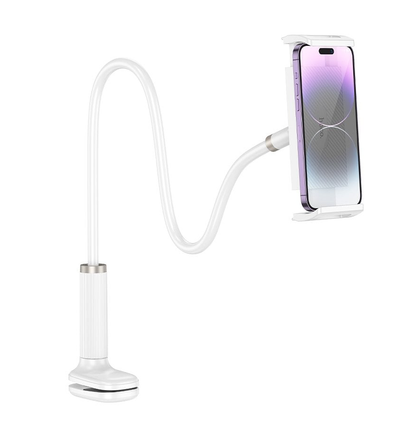 Hoco Lazy Clip Phone/Tablet Holder Gooseneck for phone 4.5 to 9 inch wide clamp for bed or desk white HD10.