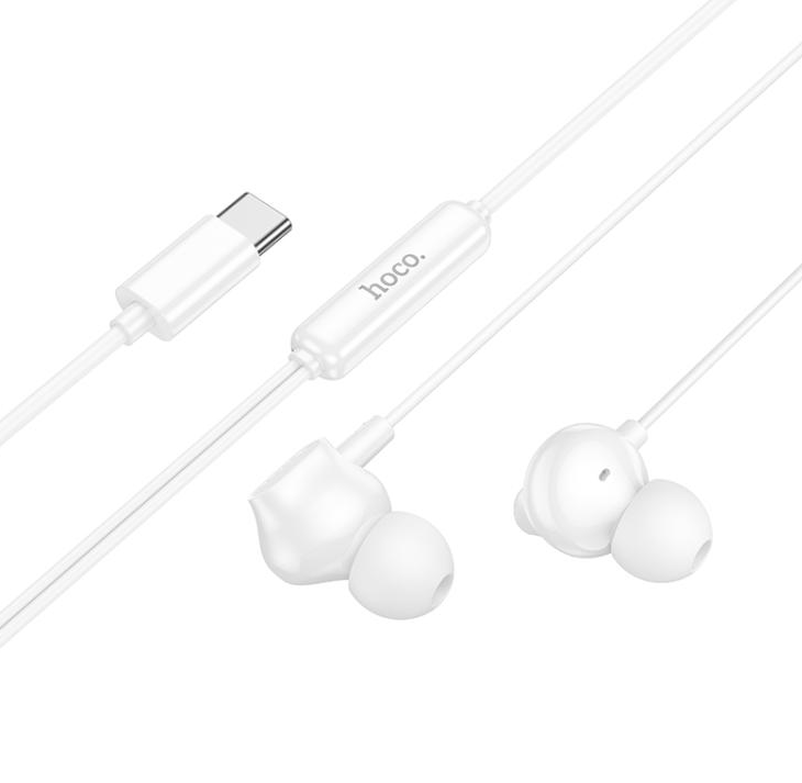 Hoco M117 Victory Type-C Digital Earphones with Microphone - White