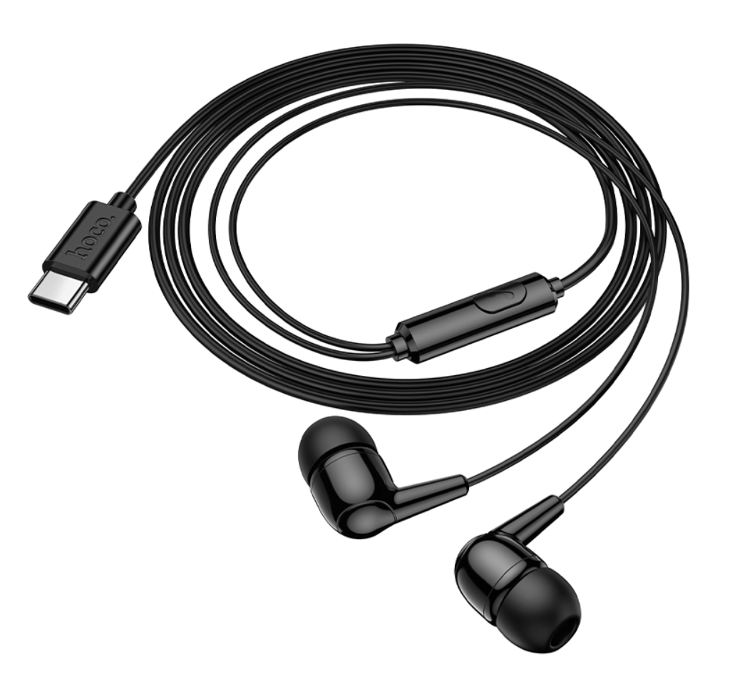 Hoco M97 Type-C Wired Earphones Stereo Bass Headphones with Microphone Black