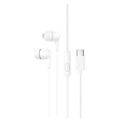 Hoco M97 Type-C Wired Earphones Stereo Bass Headphones with Microphone White