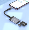 Hoco UA25 2-In-1 iPhone 5 To 14 SD And TF Card Reader 480Mbps Metal Gray