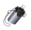 Hoco UA46D 2-In-1 iPhone 5 to 14 Pin And USB-C To USB Female OTG Adapter Metal Gray