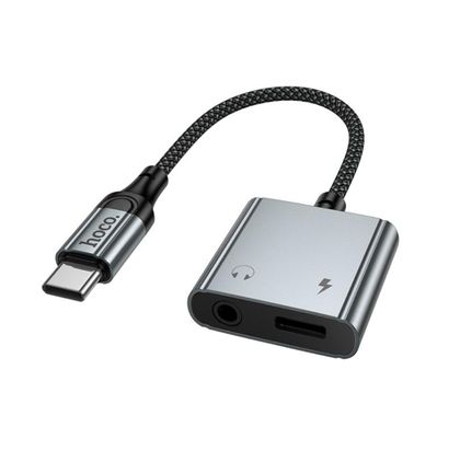 Hoco UPA34 USB-C To USB-C And 3.5mm Digital Audio Charging Adapter Gray