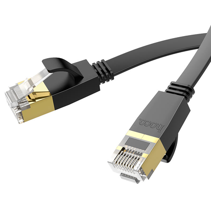 Hoco US07 Cat6 Ethernet Cable 10M – Flat Pure Copper Gigabit Network LAN Cable with RJ45 Connectors for Router, PC, Laptop, Modem, Switch.