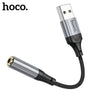 Hoco USB-A to AUX 3.5mm Converter External Soundcard. Premium Aluminium Build, Supports sound output and Microphone input, Compact Design. LS36.