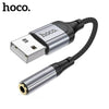 Hoco USB-A to AUX 3.5mm Converter External Soundcard. Premium Aluminium Build, Supports sound output and Microphone input, Compact Design. LS36.