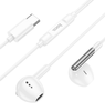 Hoco USB-C Earphones. Compatible with Xiaomi, OnePlus, iPad Pro/Air, Samsung, Premium Build for Tangle-Free Durability. White. M123