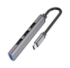 Hoco USB 3 hub USB C to 4 port USB adapter 3 x USB 2 1 x USB 3 windows mac linux consoles HB26. Grey.