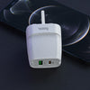 Hoco USB Charger with Dual USB-C & USB ports for Android, iPhone, iPad. 20W PD+QC3.0 Fast Charge 5V/3A. White. C85B.