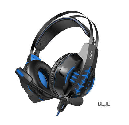Hoco W102 Cool Tour Blue Gaming Headset With 40mm Speakers, Omnidirectional Microphone, 3.5mm And USB-A Connection