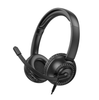 Hoco W112 Pure Business Wired Call Center Headset with 3.5mm AUX & USB-A, Omnidirectional Mic, 40mm Speakers, Lightweight Black