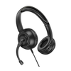 Hoco W112 Pure Business Wired Call Center Headset with 3.5mm AUX & USB-A, Omnidirectional Mic, 40mm Speakers, Lightweight Black