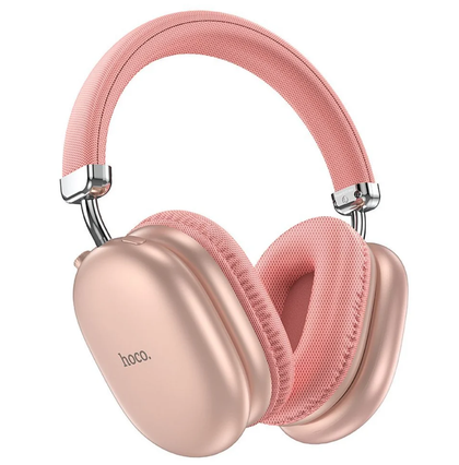 Hoco W35 Max Pink Rose Gold Wireless BT 5.4 ANC Headphones. Microphone, AUX, Deep Bass Hi-Fi Audio. 45hr Music/Talk. SD Card Support.