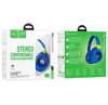 Hoco W43 Wireless Bluetooth 5.3 Stereo Headphones 25H Playtime TF AUX MP3 Blue