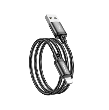 Hoco X89 USB-A to iPhone 2.4A Fast Charging & Data Braided Cable for iPhone 5–14. 1M, Black.