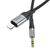 Hoco iPhone to AUX 3.5mm Audio 1m cable. Connect iPhone 5-14 to Speakers, Cars, Amp, Earphones jack. 1m, Nylon Braid. UPA26, Black