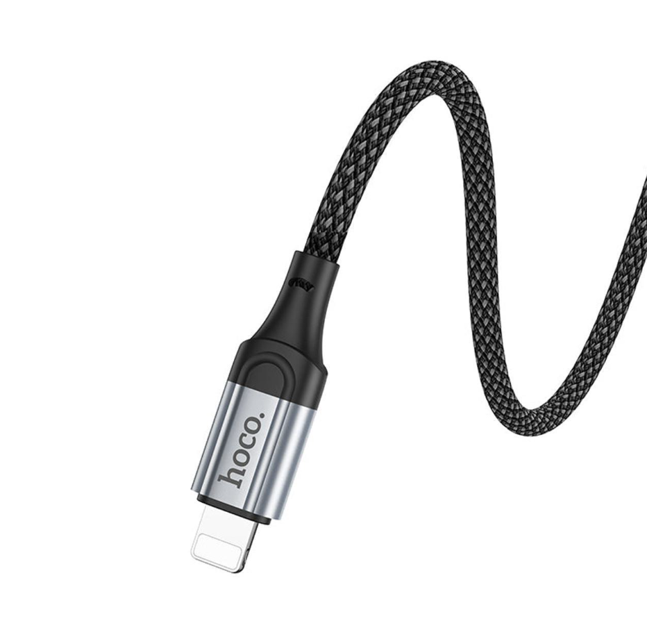 Hoco iPhone to AUX 3.5mm Audio 1m cable. Connect iPhone 5-14 to Speakers, Cars, Amp, Earphones jack. 1m, Nylon Braid. UPA26, Black