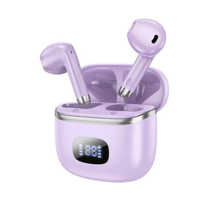 Hoco EQ1 True Wireless Earbuds Bluetooth 5.3 Headphones with LED Display Mic 7H Playtime Purple.